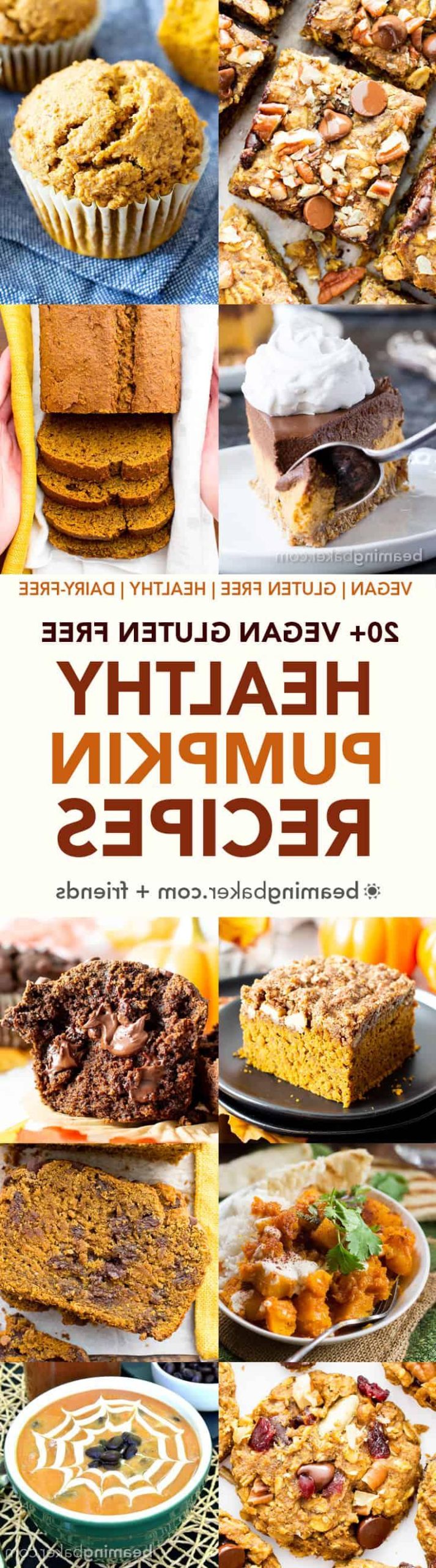 Sammlung von über 20 gesunden, glutenfreien und veganen Kürbisrezepten, darunter Kürbisbrot, Plätzchen und Kuchen. Perfekt für Herbst und Winter. #Vegan #Glutenfrei #Milchfrei #Zuckerfrei #Herbst #Kürbis