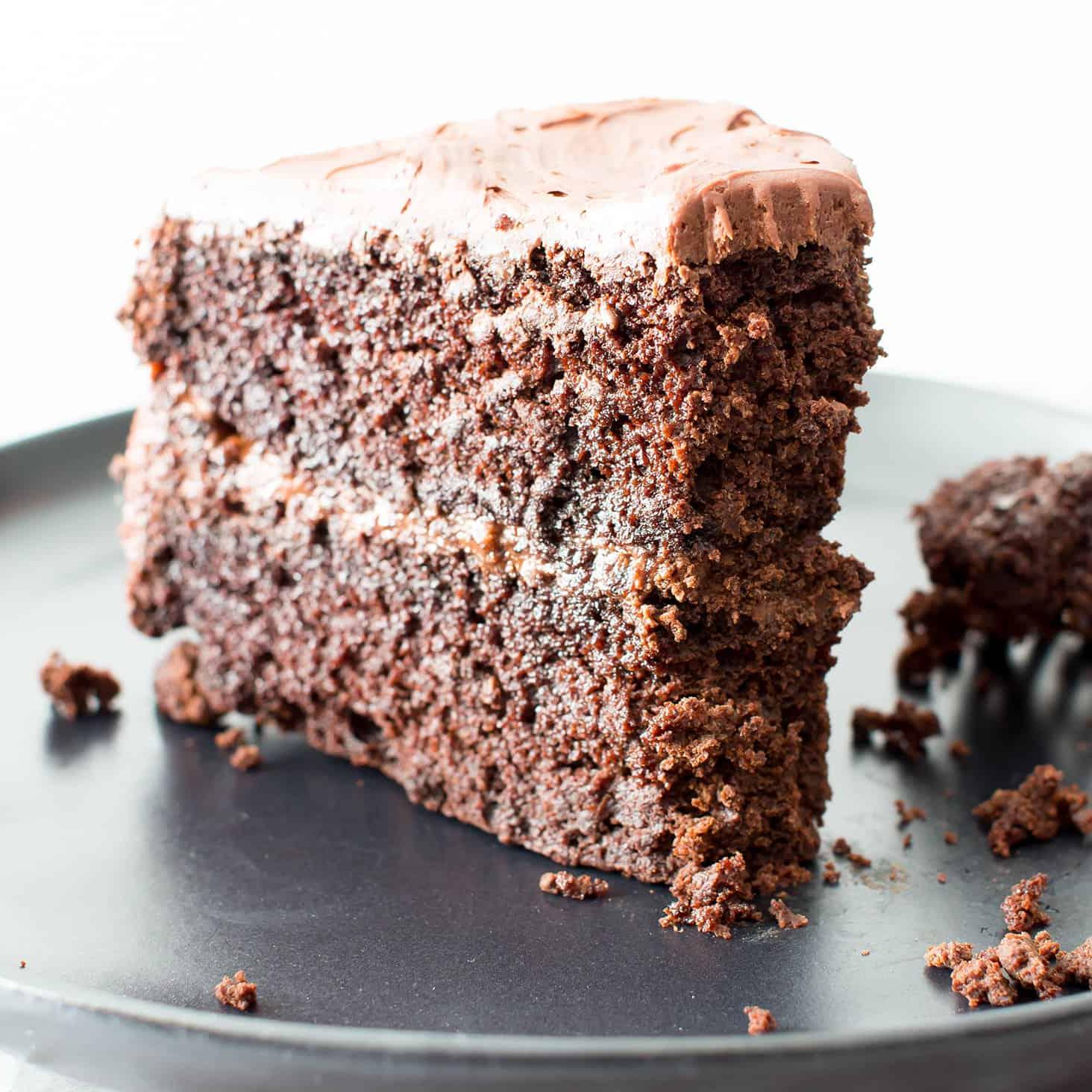 Vegane glutenfreie Schokoladenkuchenscheibe
