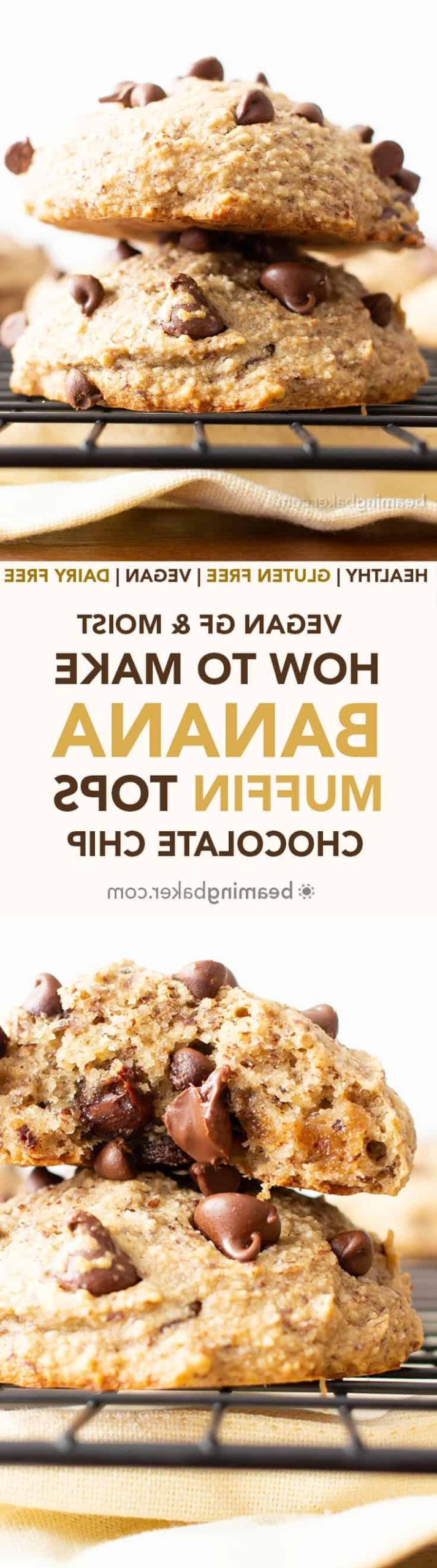 Pinnen Sie dieses Rezept: Vegane, glutenfreie Bananen-Schoko-Muffin-Tops, ein gesundes und einfaches Backrezept.
