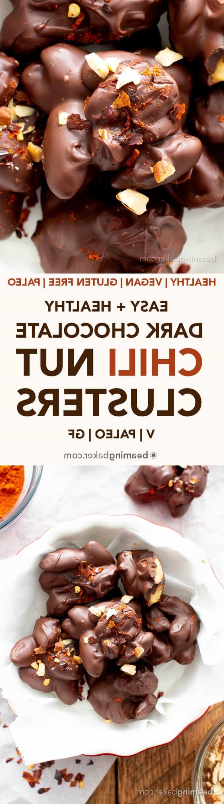 Dunkle Schokoladen Chili Nuss Häppchen Rezept (V, GF): Dieses selbstgemachte Schokoladen-Nuss-Rezept ist gesund, einfach und dekadent! Es ist das perfekte dunkle Schokoladen-Leckerli – würzig, reichhaltig, vollgepackt mit süßen Nuss-Häppchen & in 15 Minuten zubereitet! #Schokolade #Vegan #Dessert #Nüsse | Rezept auf BeamingBaker.com