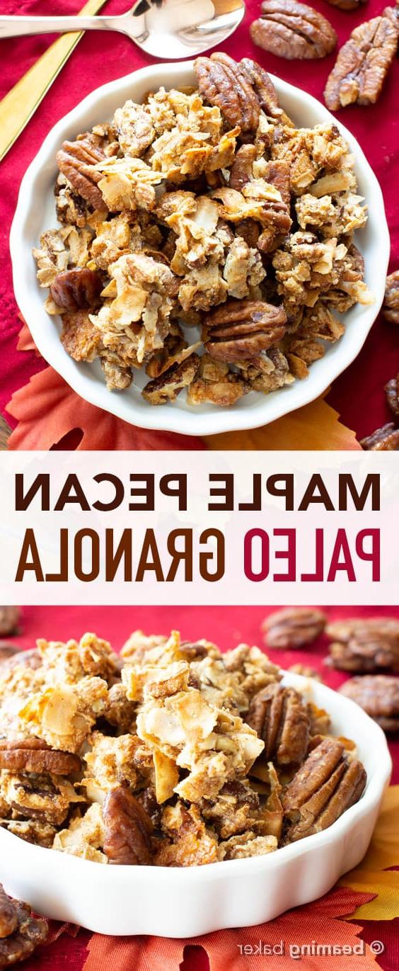 Hausgemachtes Ahorn-Pekannuss Granola (GF, V): das beste Paleo Granola Rezept für den Herbst! Knusprige, knackige Stückchen und Ahorn-Pekannuss-Kuchen-Aromen – Vegan, Gluten-Free, Healthy! #Paleo #Granola #Vegan #GlutenFree | Rezept auf BeamingBaker.com