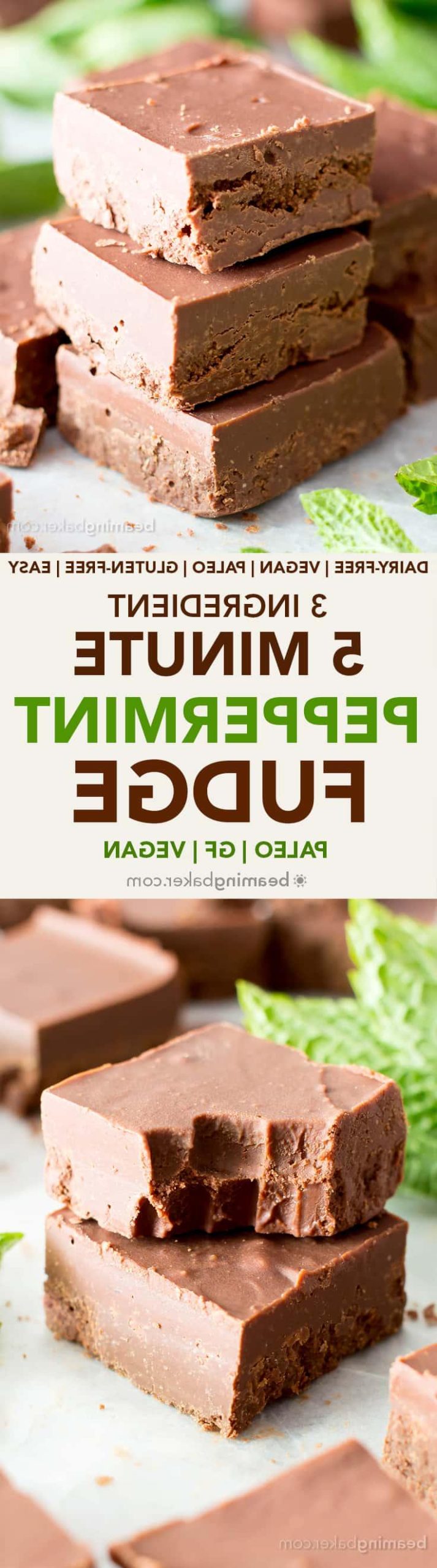 Blitzschneller Pfefferminz Fudge (Vegan, Glutenfrei): Ein 3-Zutaten-Rezept für cremige, dicke, köstliche Schokoladen-Fudge-Quadrate aus gesunden Zutaten! Benötigt nur 5 Minuten Vorbereitung, der Rest ist nur Gefrierzeit! #Paleo #Vegan #GlutenFrei #MilchFrei #GesundeWeihnachtsdesserts