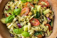 Vibrant Pesto Orzo Chickpea Salad