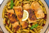 Effortless One-Pan Salmon Pesto Pasta