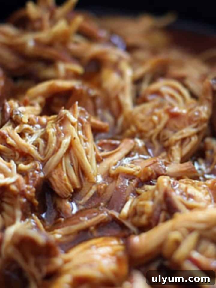 27 Stress-Free Sunday Meals 19 Shredded zesty Italian BBQ chicken, perfect for sandwiches.