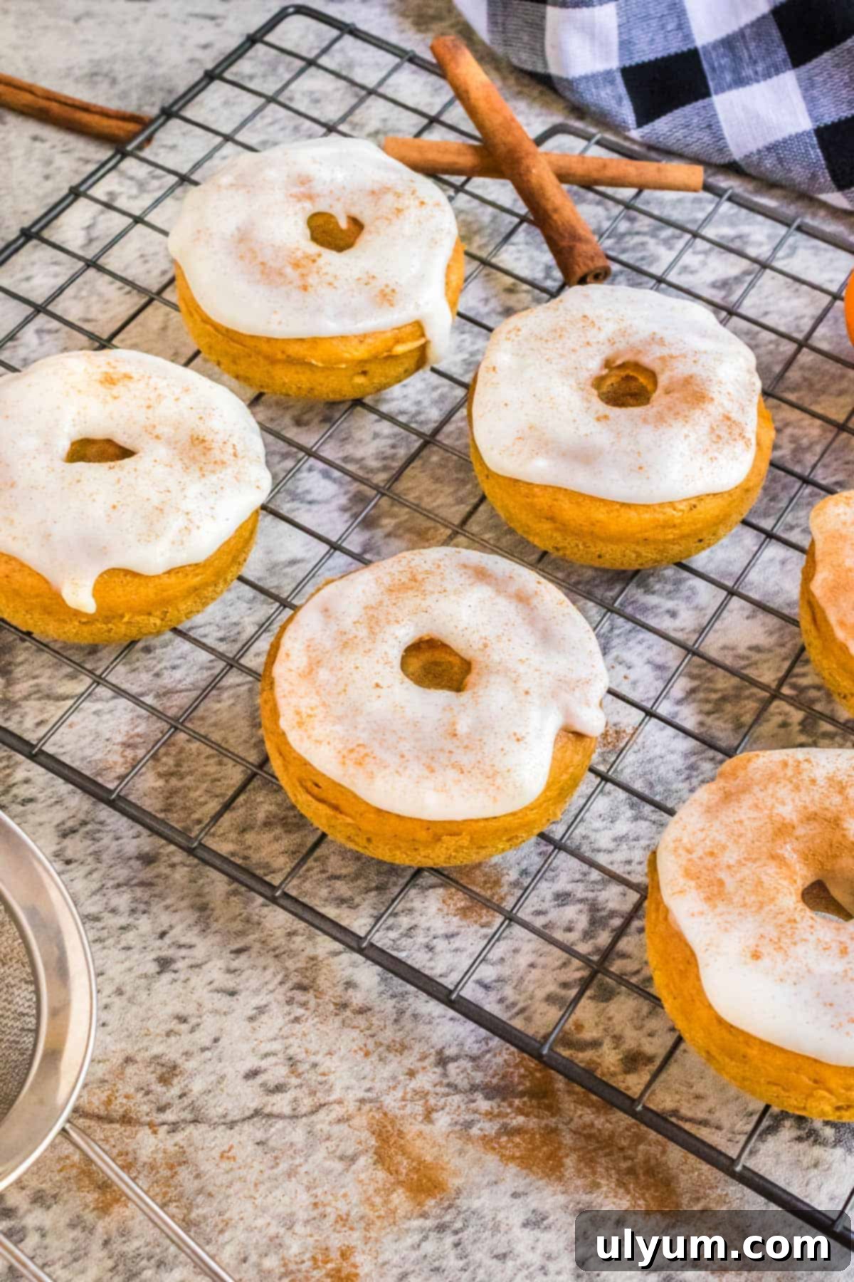 Spiced Baked Pumpkin Donuts with Velvety Cream Cheese Frosting 12 Pumpkin Spice Donuts with Cream Cheese Glaze.