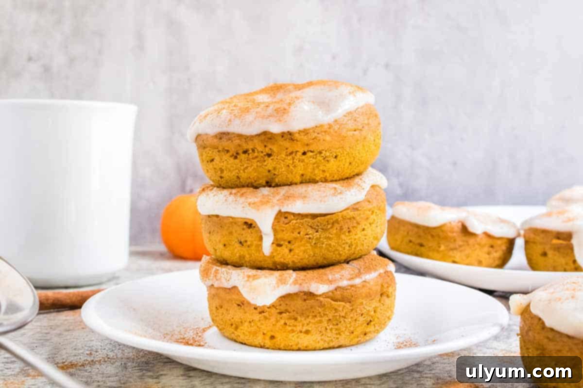 Spiced Baked Pumpkin Donuts with Velvety Cream Cheese Frosting 14 Pumpkin Spice Donuts with Cream Cheese Glaze.
