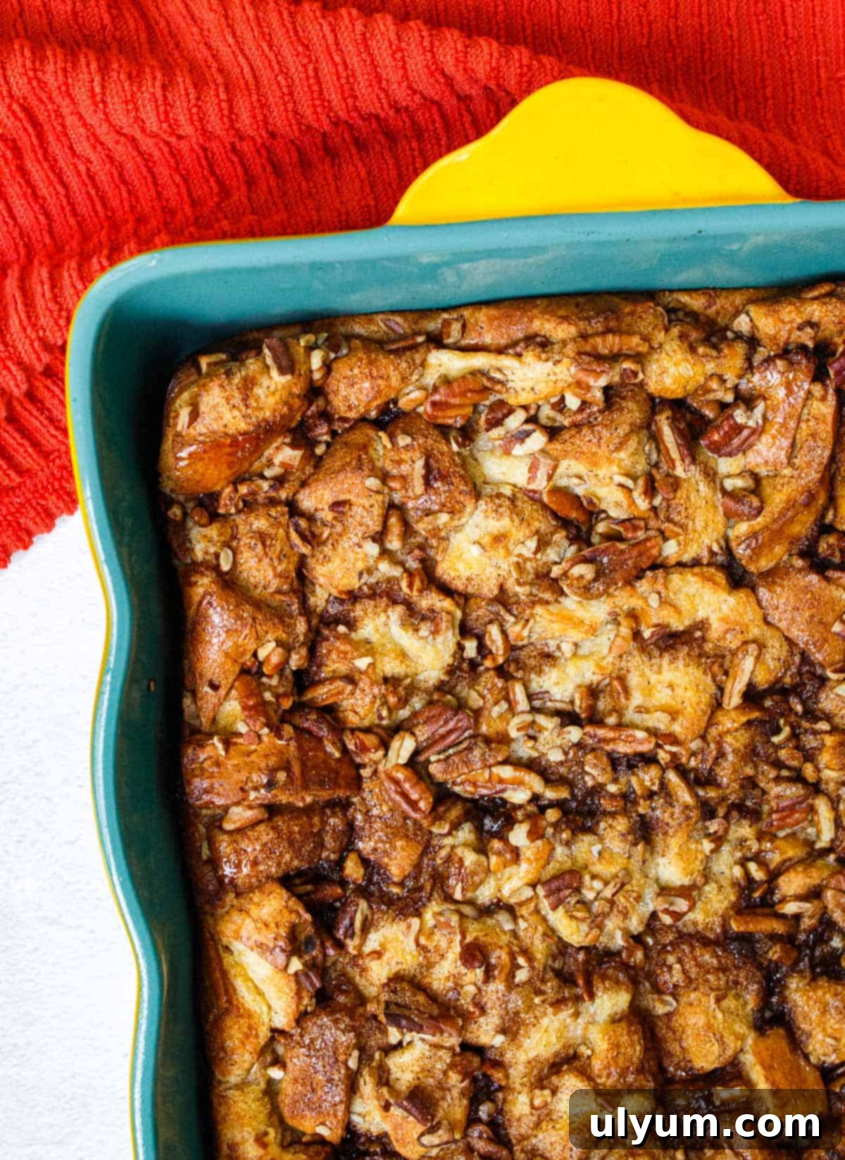 Brioche French toast casserole baked.