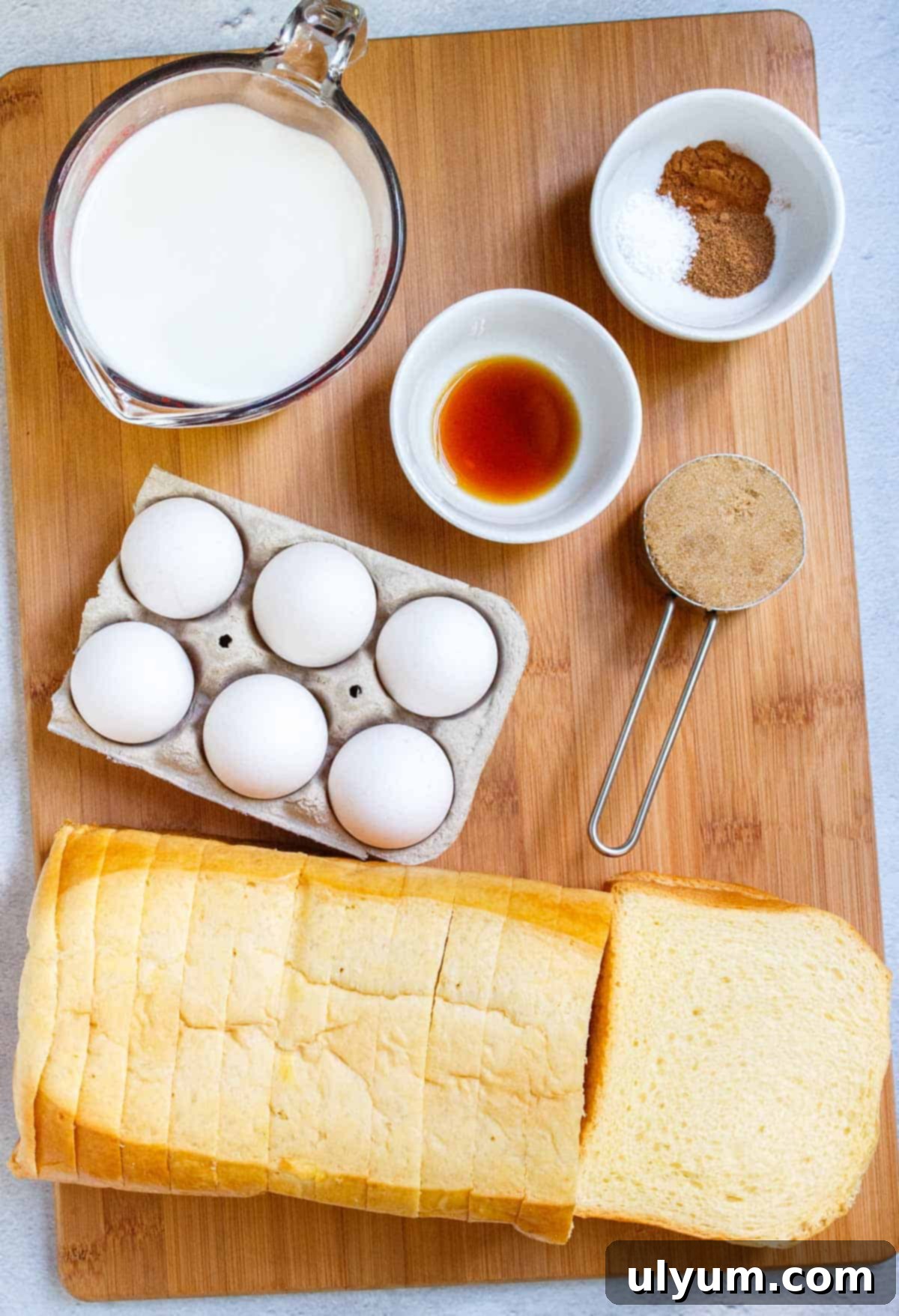 Brioche French toast casserole ingredients.