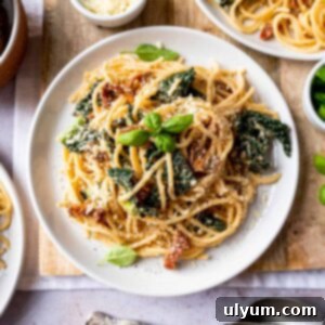 Creamy kale pasta.