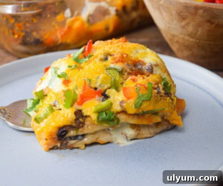 Creamy Burrito Casserole baked to perfection
