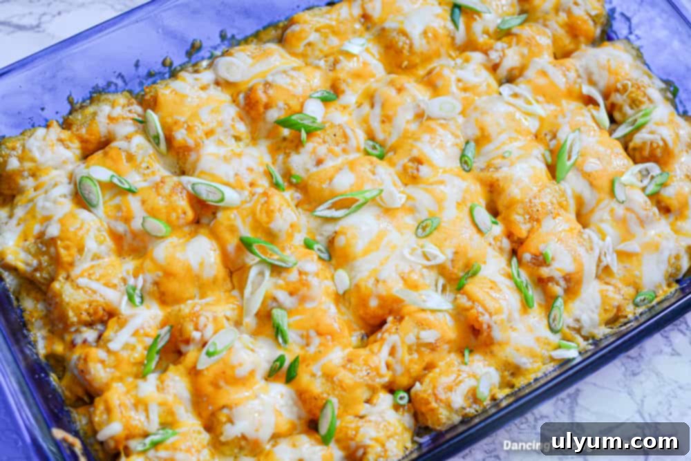 Buffalo Chicken Tater Tot Casserole