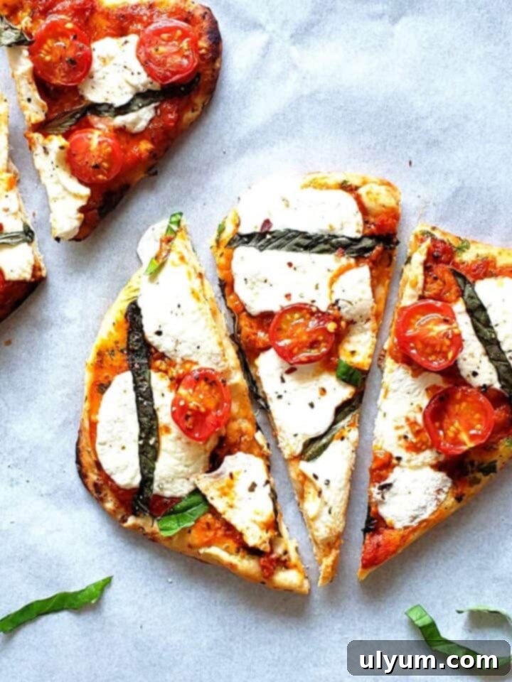 Air Fryer Naan Pizza served fresh and hot