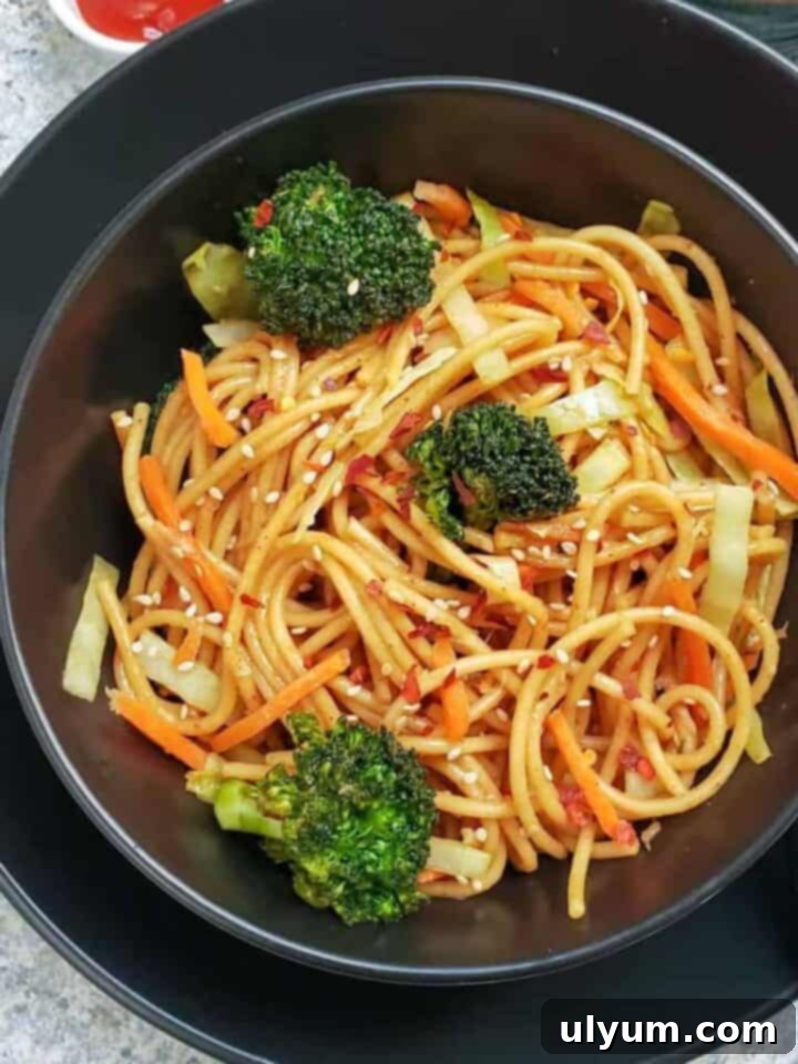 Instant Pot Vegetable Lo Mein Noodles, a quick vegan dish