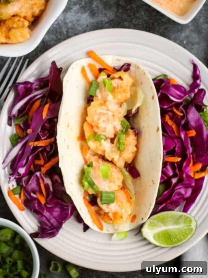 Amazing Bang Bang Shrimp Tacos, ready in less than 30 minutes