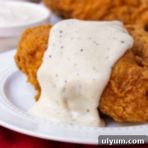 Southern Country Gravy over fried chicken