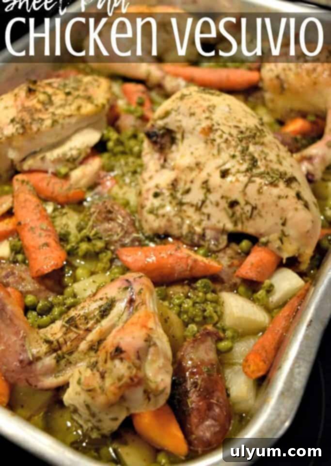 41 Easy Sheet Pan Dinner Ideas 16 Sheet Pan Chicken Vesuvio with Sausage, Potatoes, and Peas