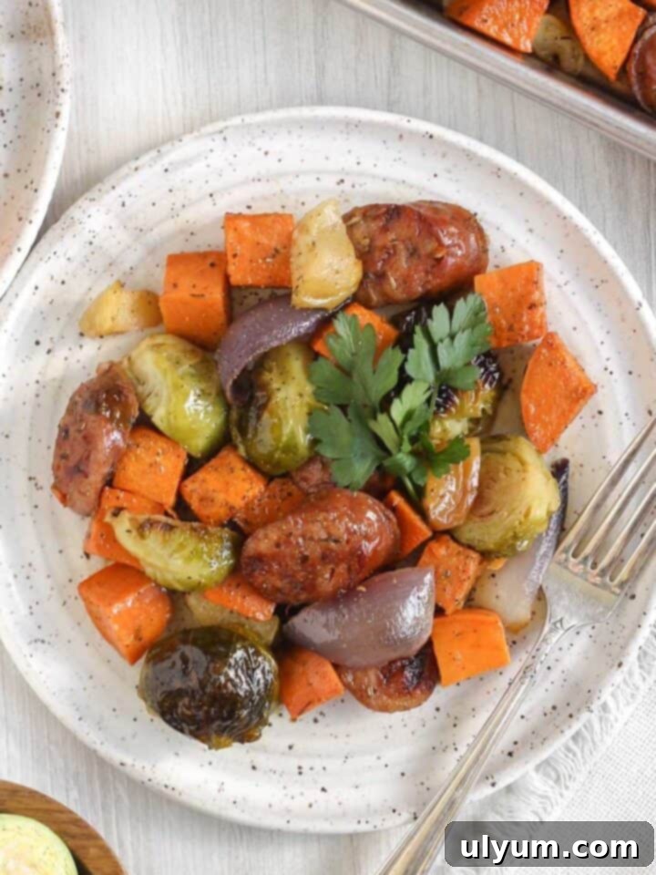 41 Easy Sheet Pan Dinner Ideas 36 Harvest Chicken Apple Sausage Sheet Pan Dinner with Fall Vegetables