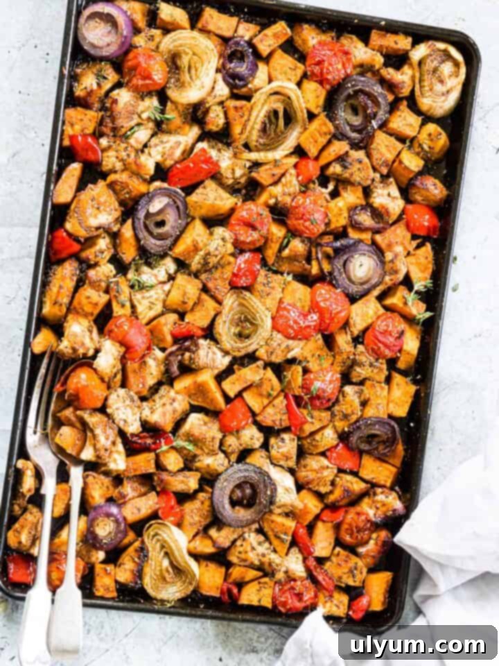 41 Easy Sheet Pan Dinner Ideas 8 Ranch Chicken Breasts and Roasted Veggies