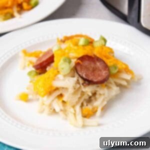 Slow Cooker Cheesy Kielbasa Hash Brown Casserole