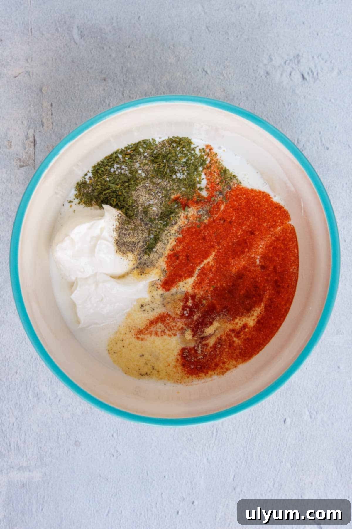 Soup mixture ingredients in a large mixing bowl