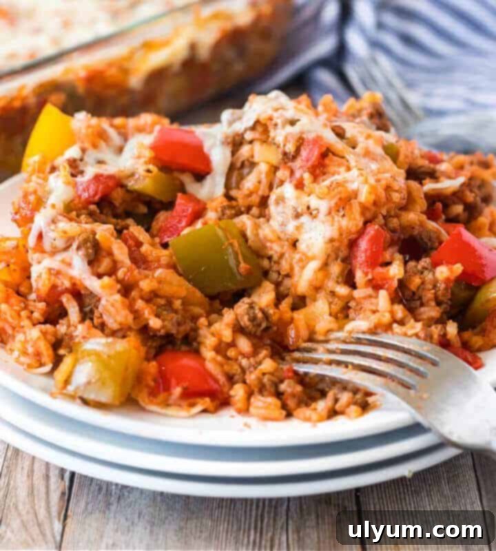 15 Hearty Homestyle Hamburger Casserole Recipes 16 Stuffed Pepper Casserole with ground beef, rice, peppers, and melted cheese