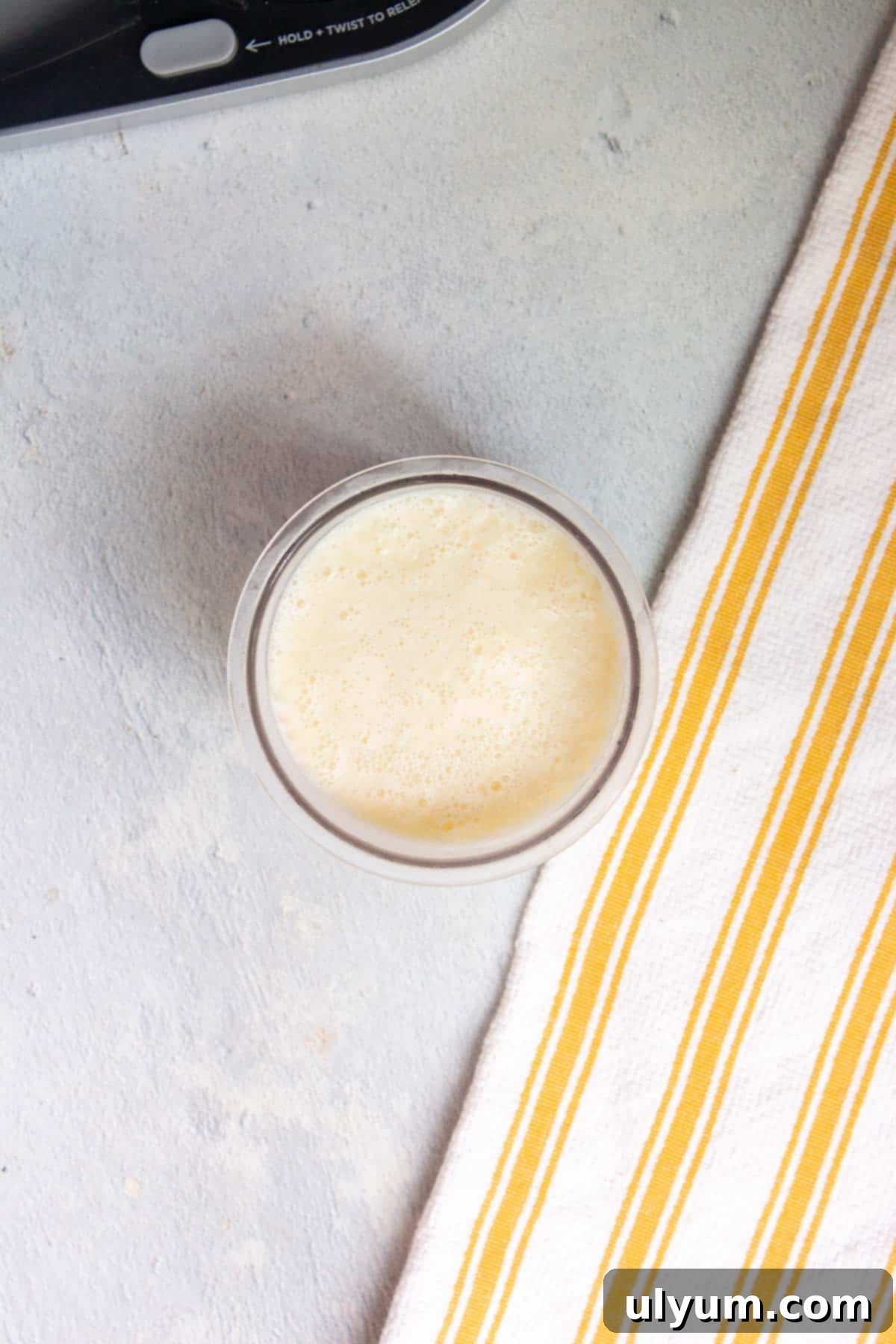Ninja Creami vanilla ice cream mixture perfectly frozen in a pint after 24 hours