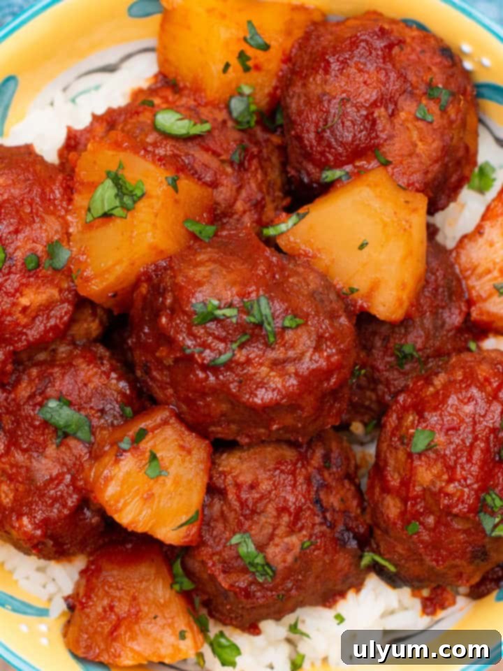Effortless Frozen Meatball Meals 17 Ways 8 Slow Cooker Hawaiian Meatballs with pineapple chunks.