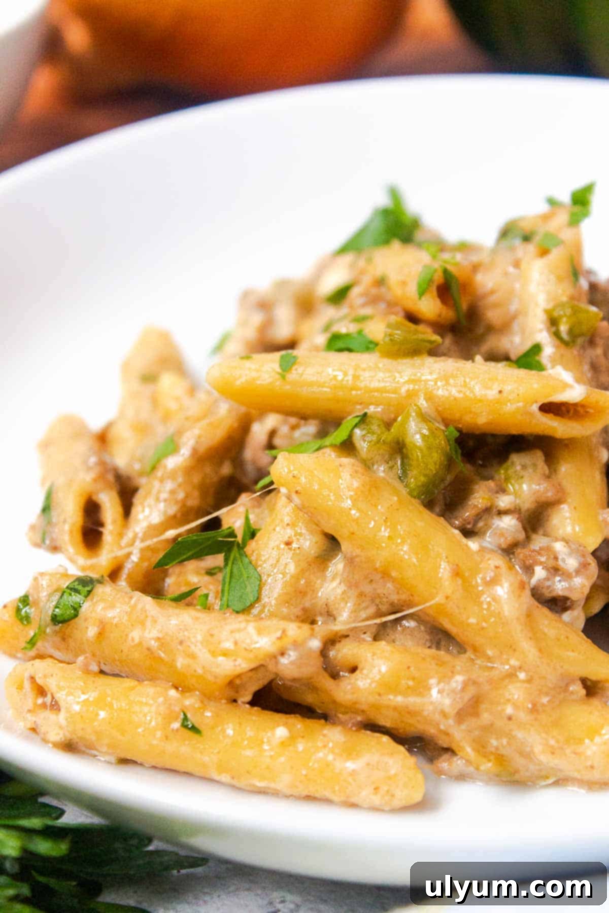 One Pot Philly Cheesesteak Pasta