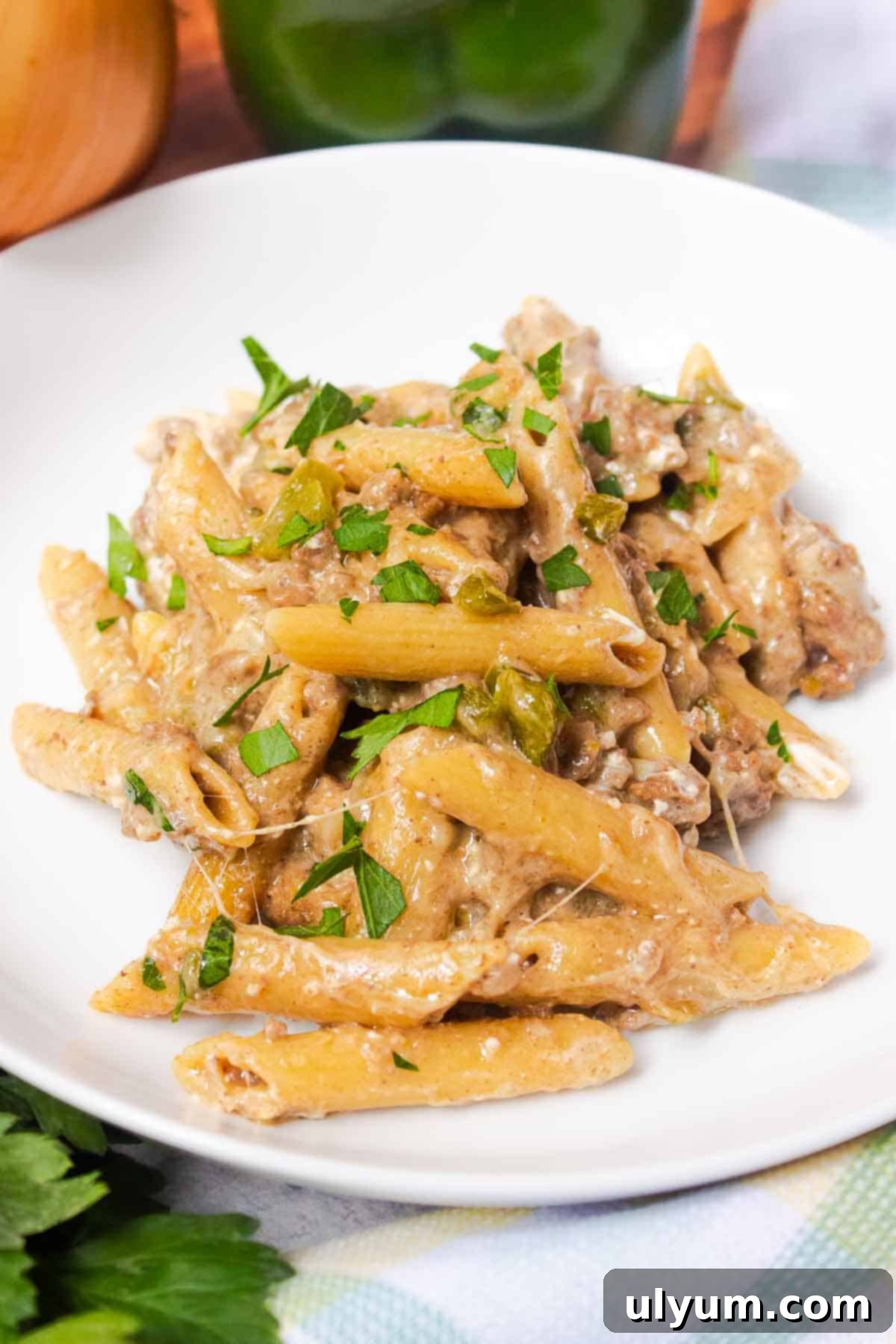 One Pot Philly Cheesesteak Pasta