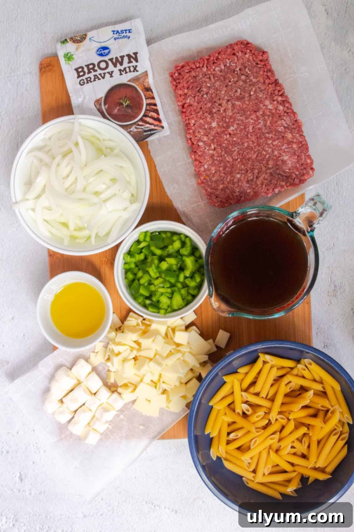 One Pot Philly Cheesesteak Pasta Ingredients
