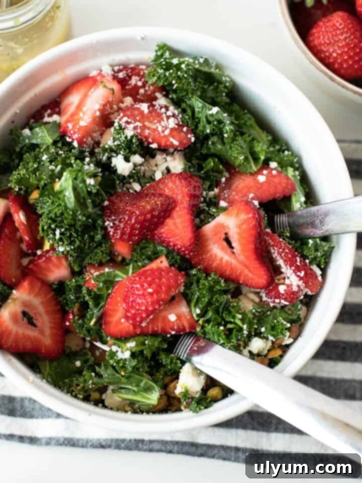 Strawberry Kale Salad with Poppy Seed Dressing, a delicious and healthy summer salad perfect for brunch.
