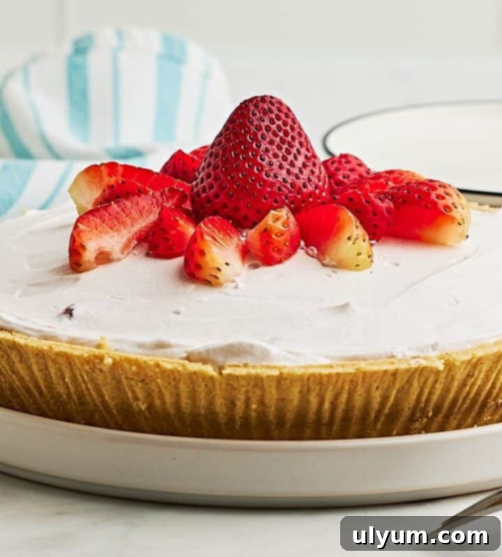 No-Bake Strawberry Yogurt Pie, a perfect summer treat.