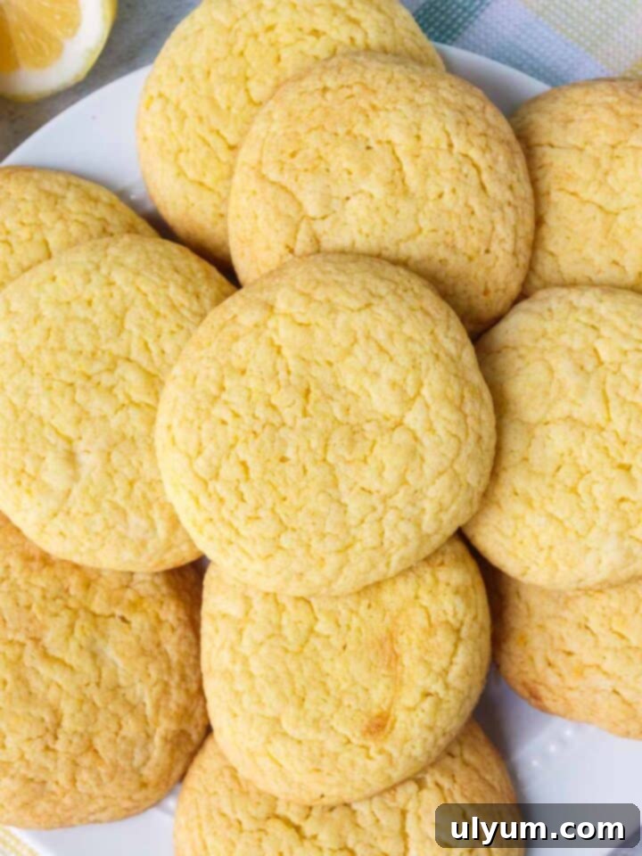 Bright yellow 3-ingredient lemon cake mix cookies.