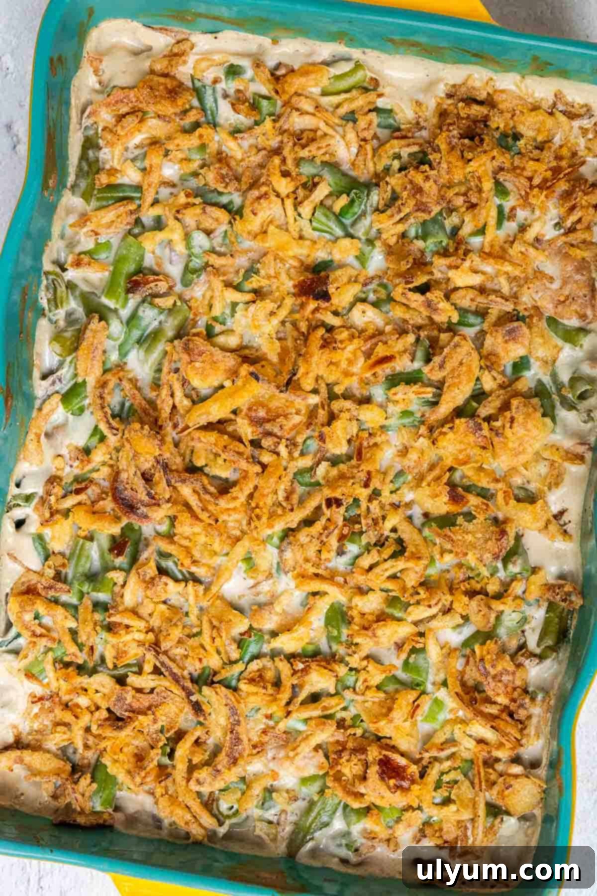 Holiday-Sized Green Bean Casserole 9 Green bean casserole in a 9x13 inch casserole dish