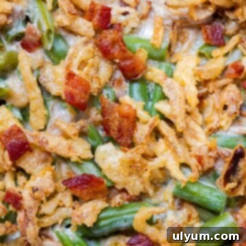 Green bean casserole with bacon.