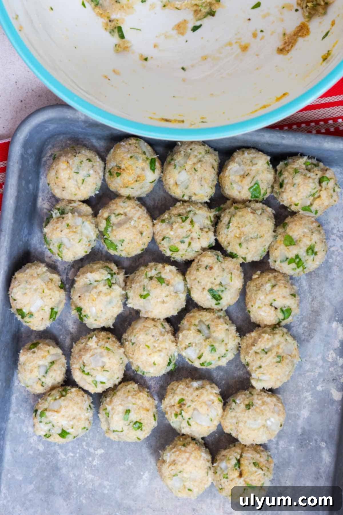 Fettuccine Alfredo with Chicken Meatballs 6 26 raw chicken meatballs about 1 inch in size.
