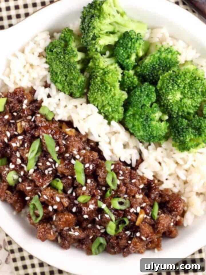 Easy Korean Ground Beef and Broccoli Recipe served in a bowl.