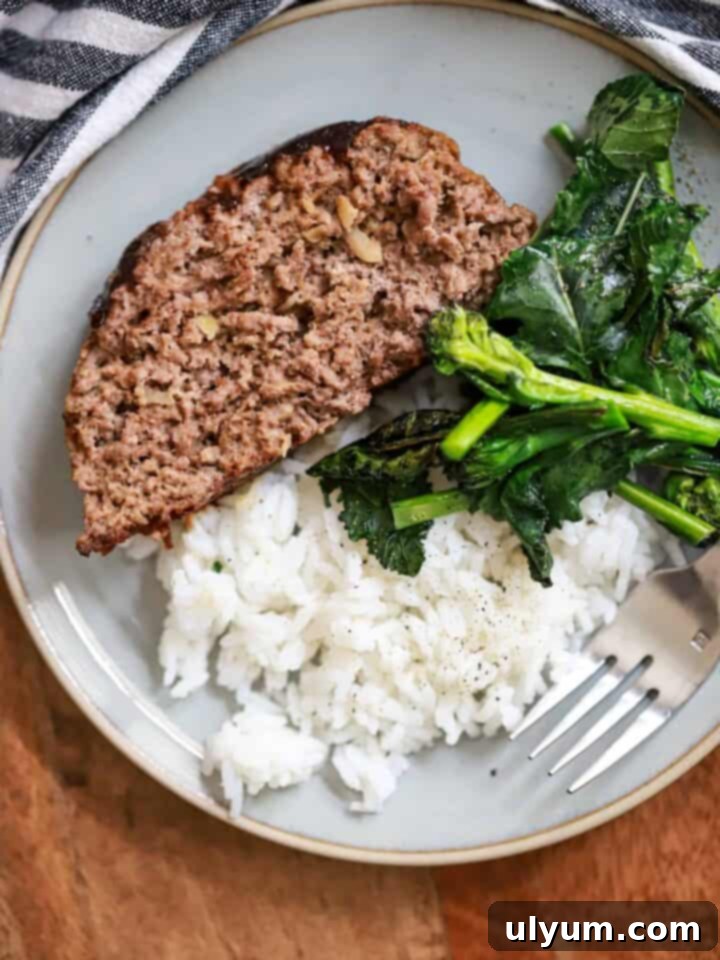 Meatloaf with onion soup mix, garnished with parsley.