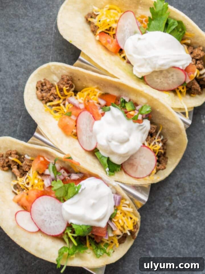 Cilantro Lime Beef Tacos with fresh toppings.