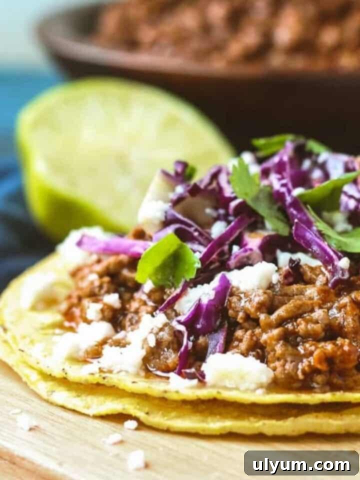 Ground Beef Tostadas with Adobo Sauce, garnished with fresh cilantro.