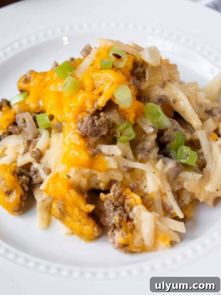 Crockpot Hamburger Hashbrown Casserole