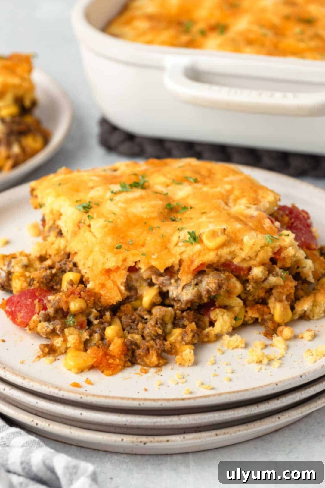 Ground Beef Jiffy Cornbread Casserole, a delicious family-friendly meal