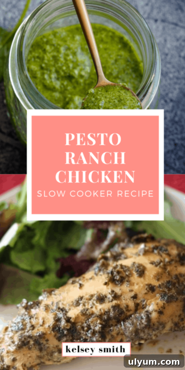 Easy Slow Cooker Pesto Ranch Chicken Breasts 4 Slow Cooker Pesto Ranch Chicken Breasts