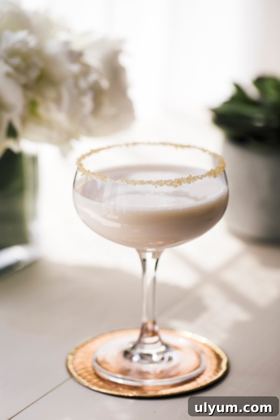 Baileys Cranberry Kiss 2 Sweet Harbor Mist Baileys Almande Cocktail - a vibrant, dairy-free drink with cranberry and apple juice, garnished elegantly.
