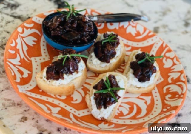 Score Big: 48 Instant Pot & Slow Cooker Game Day Eats 14 Easy Slow Cooker Bacon Jam spread on crostini.