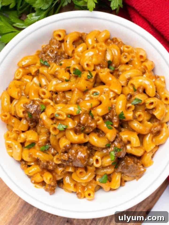 Instant Pot Cheeseburger Macaroni, a copycat Hamburger Helper recipe.
