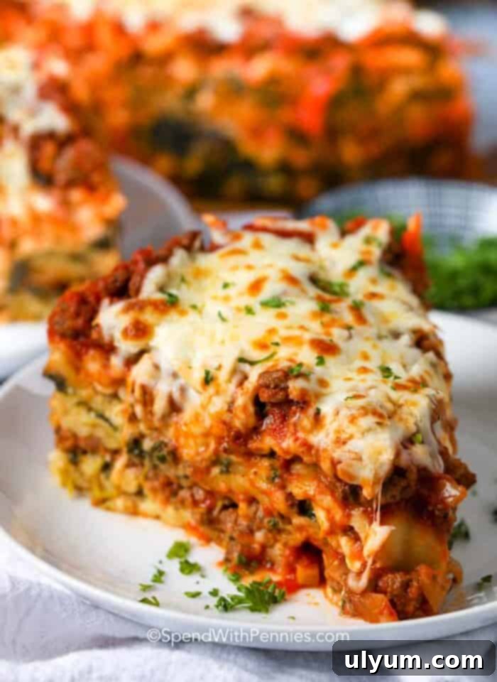Instant Pot Lasagna with layers of meat sauce, cheese mixture, and pasta noodles.