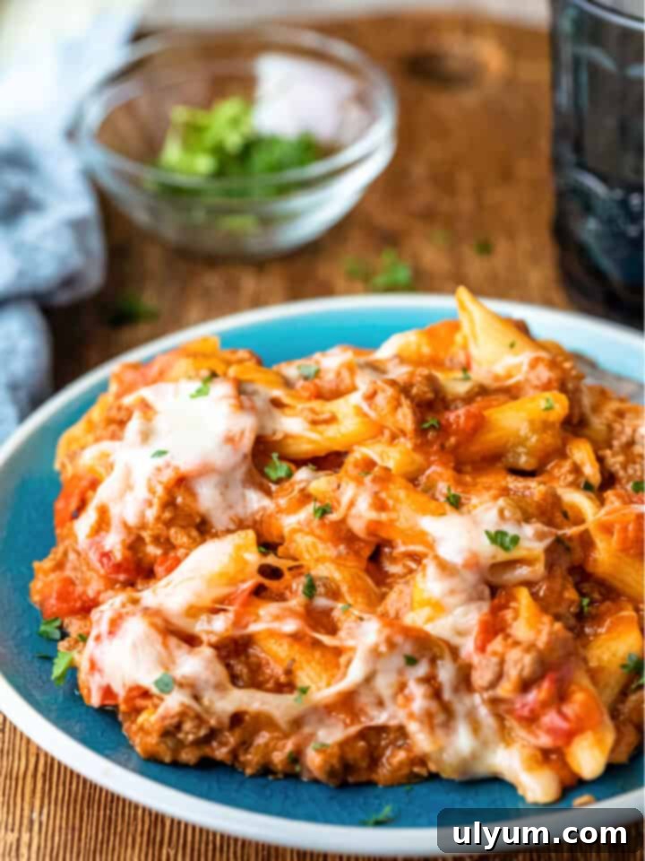 Instant Pot Easy Cavatini, a quick dinner with ground beef and pasta.