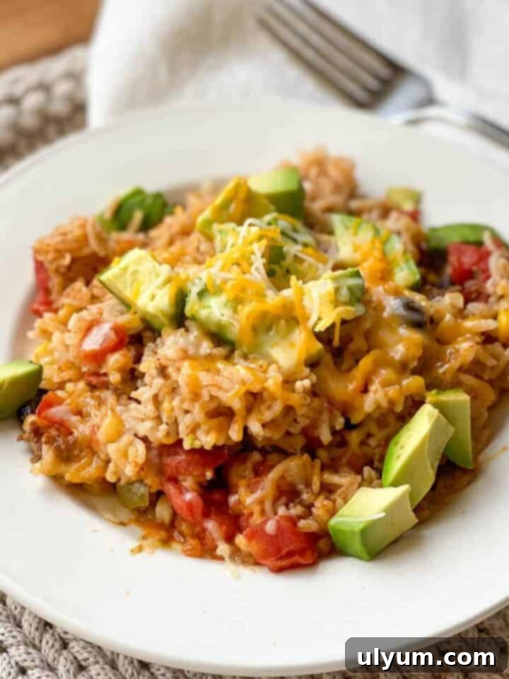 Instant Pot Mexican Casserole, an easy weeknight dinner with ground beef and rice.